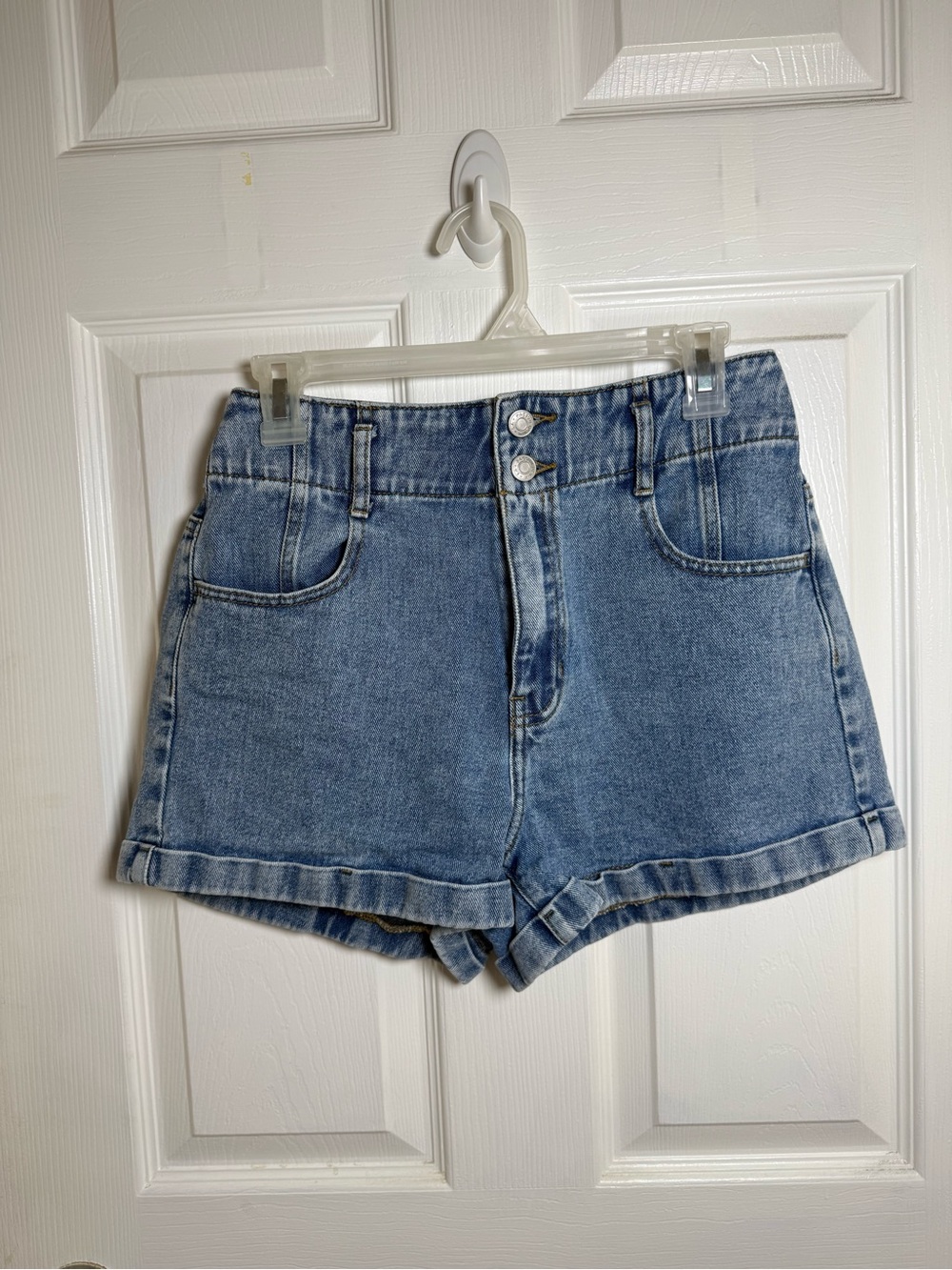 PacSun Light Blue High-Waist Denim Mom Shorts
